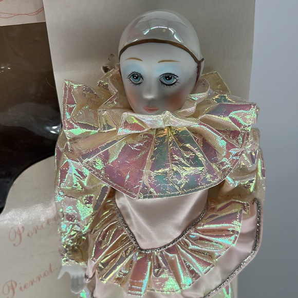PIERROT Jester Vintage Brand New in Box Porcelain Doll French Mime Clown 15” - Picture 2 of 9